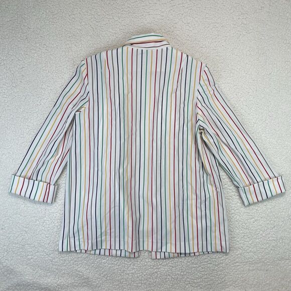 Vintage Union Made Rainbow Striped Blazer Womens Size 16 Jacket Open Front Pride - Picture 5 of 7